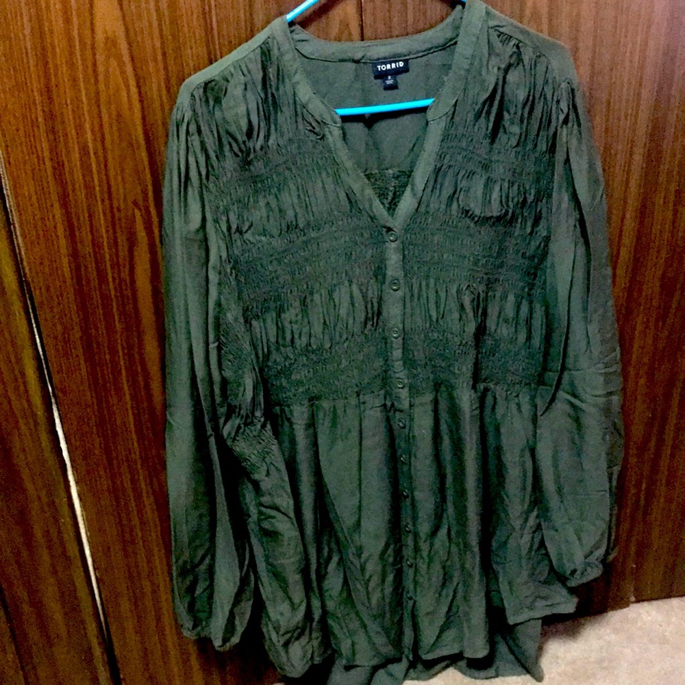 Torrid blouse dark olive green